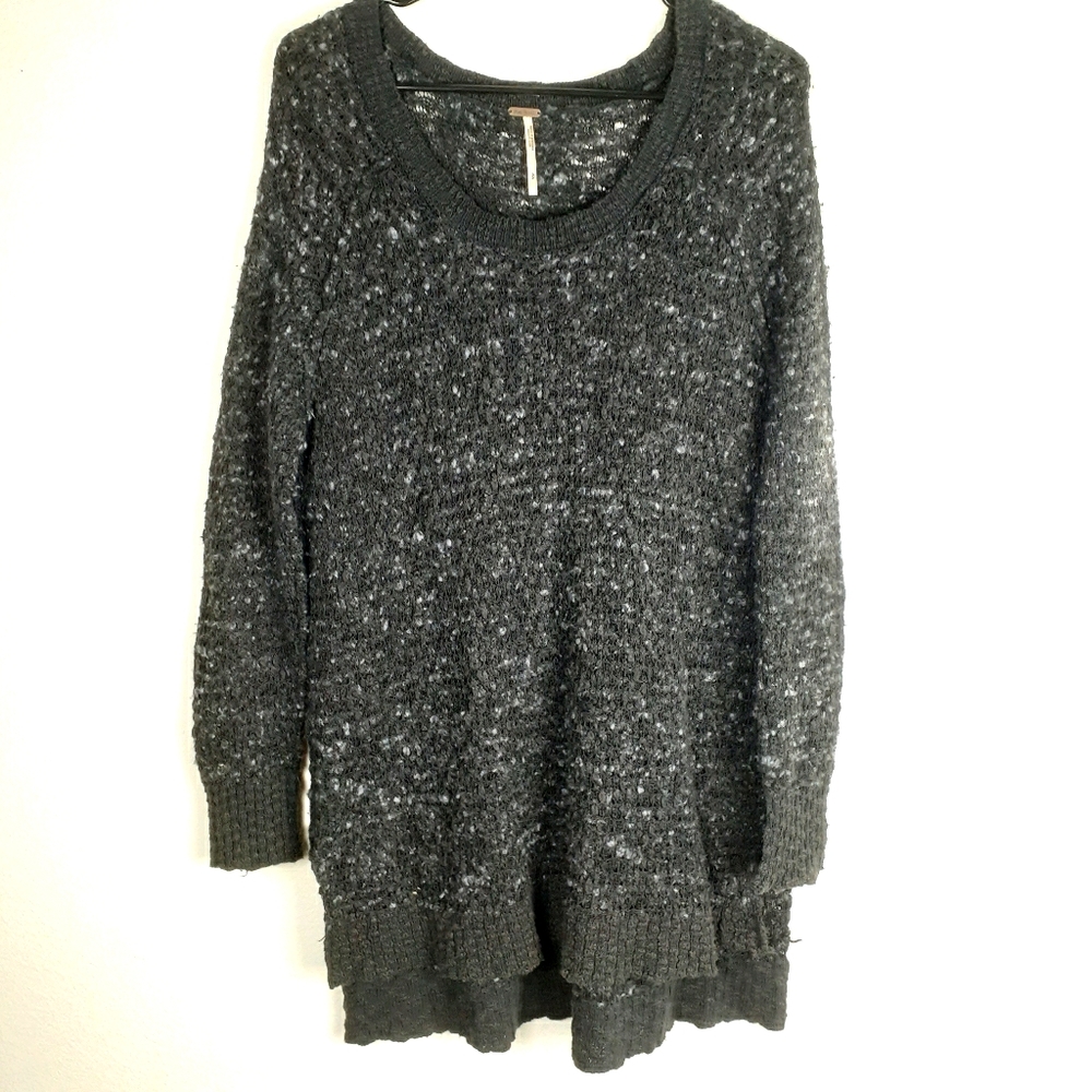 Free People Grey loose wool knit marled sweater S